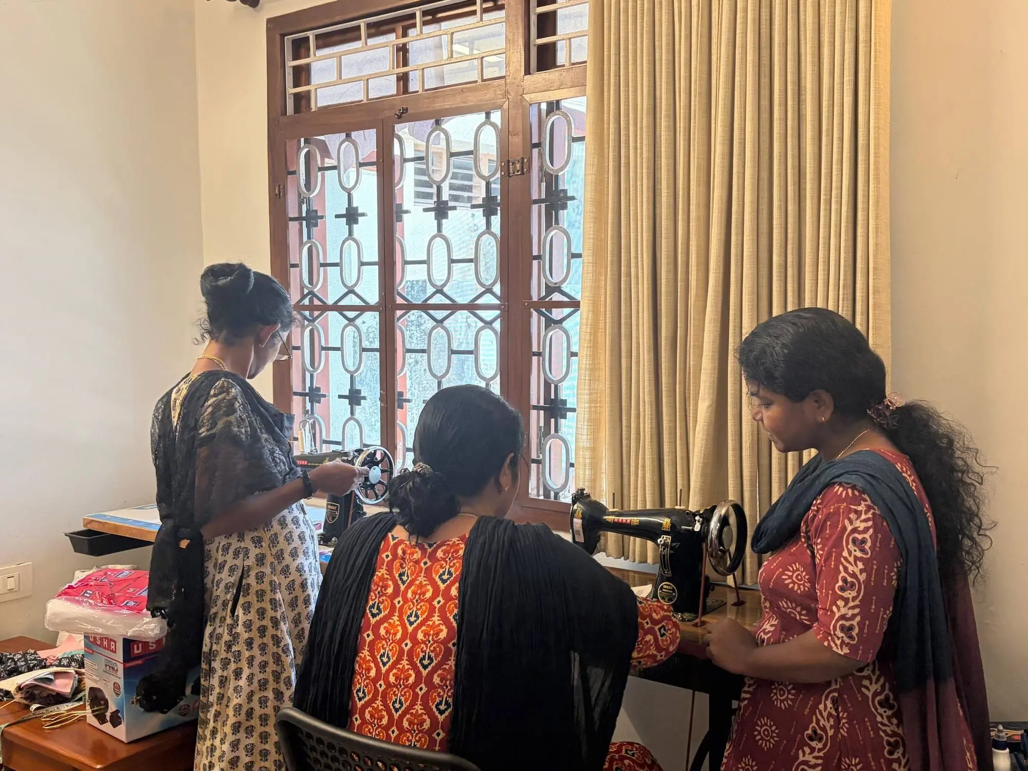 The Stitching Club runs daily except Mondays, free and in Malayalam