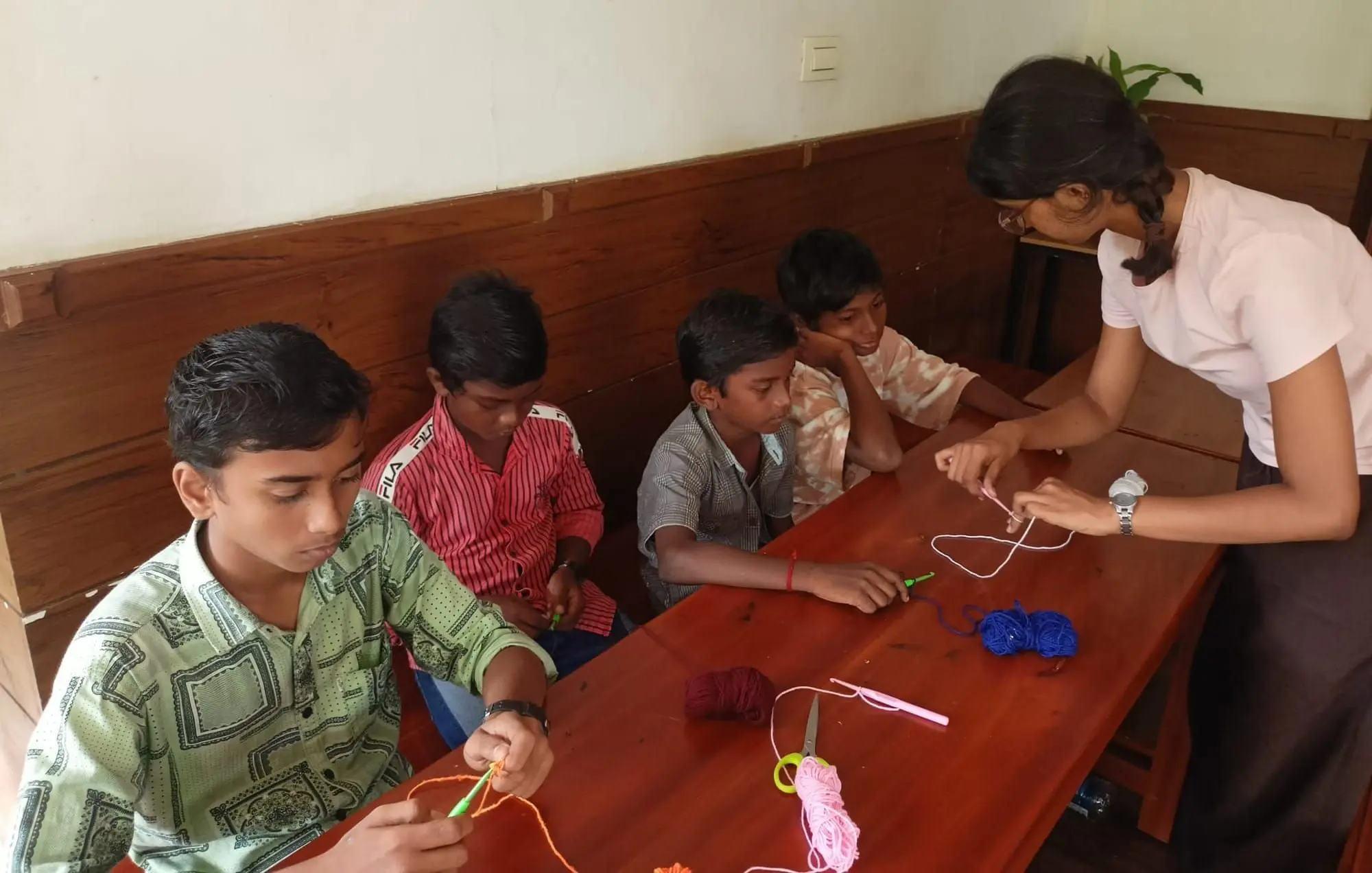 The children finished the rest of the crochet class