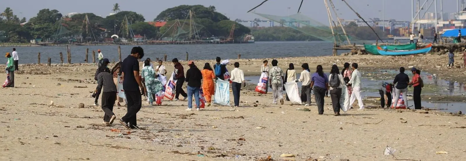 The team prepared for a beach clean-up expecting over 1,600 people