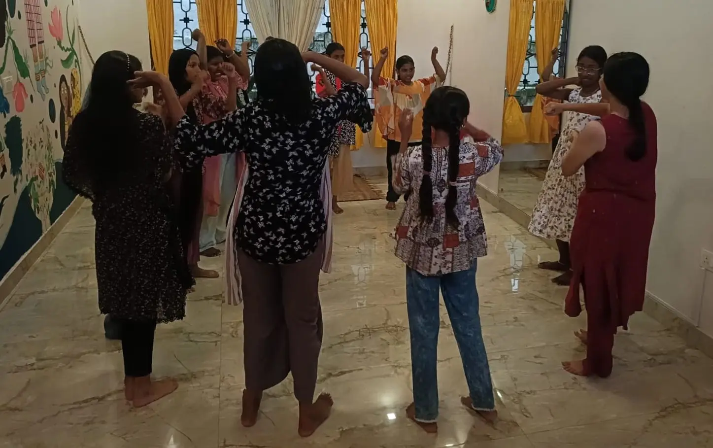 Community students practice for an upcoming program